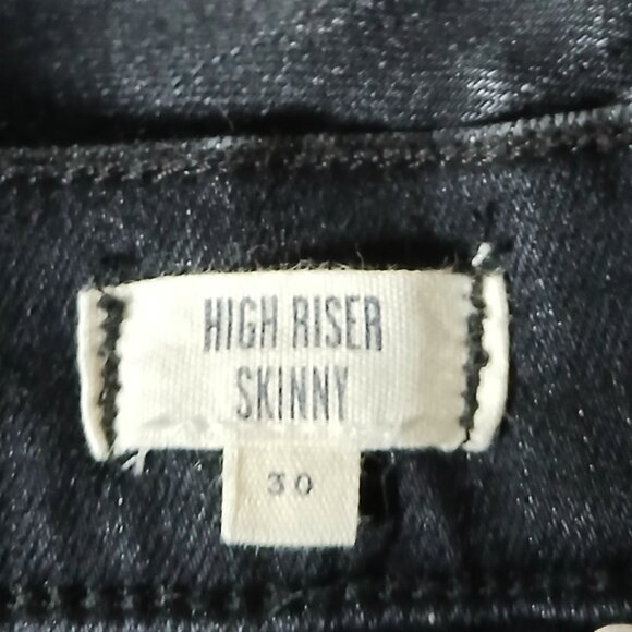 Madewell Jeans Size 30 High Riser Skinny Washed Black Denim Distressed Stretch - Picture 9 of 11
